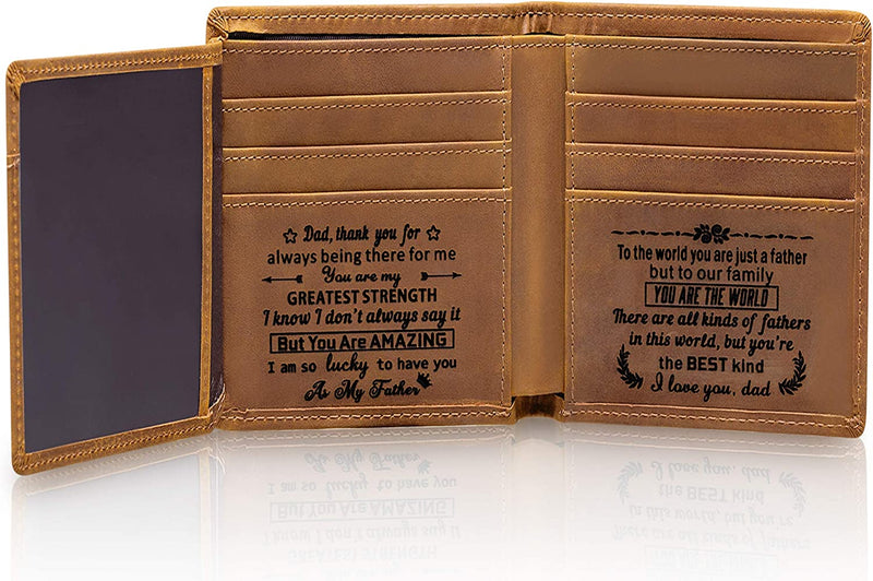 Engraved Mens Wallet Personalized Leather Wallet for Men Husband Dad Son Boyfriend Love Custom Gifts (Tri-Fold Wallet to My Love)