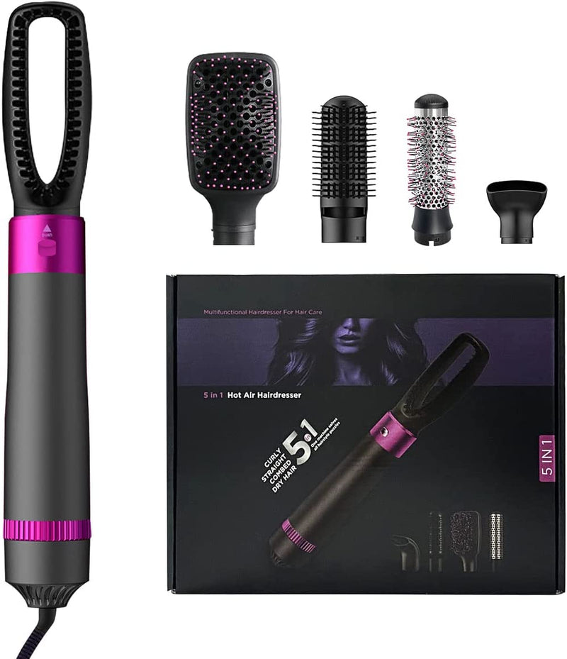 Hair Dryer Brush 5 in 1 Hair Dryer Hot Air Brush Style,One Step Hair Blowout Volumizer for Straightening Curling Drying Combing Scalp Massage Styling, Hair Dryer Styler Ideal for All Hairstyle