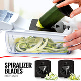 Vegetable Chopper - Spiralizer Vegetable Slicer - Onion Chopper with Container - Pro Food Chopper - Black Slicer Dicer Cutter - 4 Blades