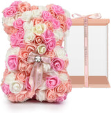 This Fancy Love rose bear is an 10-inch tall, unique and stylish gift made of high-quality artificial roses. Perfect for decoration or special occasions like Valentine's Day or Mother's Day. A great way to show someone you care.