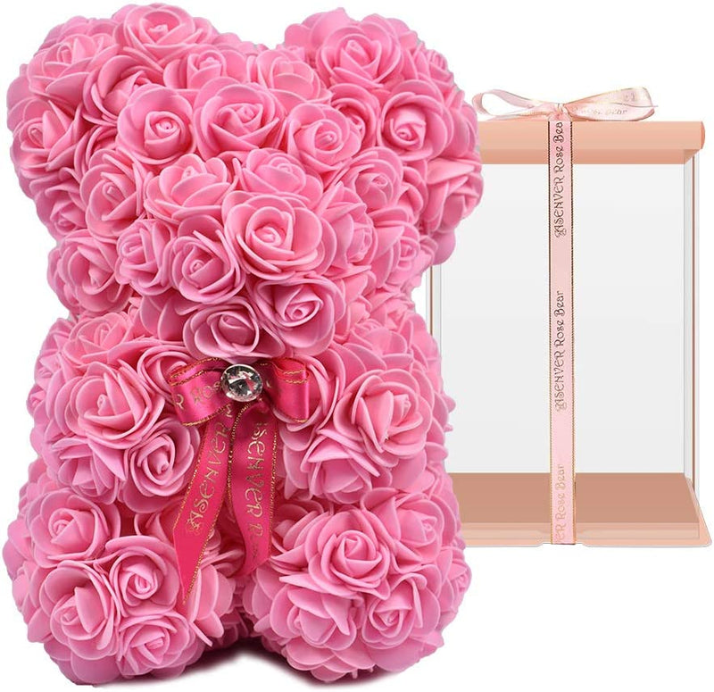 This Fancy Love rose bear is an 10-inch tall, unique and stylish gift made of high-quality artificial roses. Perfect for decoration or special occasions like Valentine's Day or Mother's Day. A great way to show someone you care.